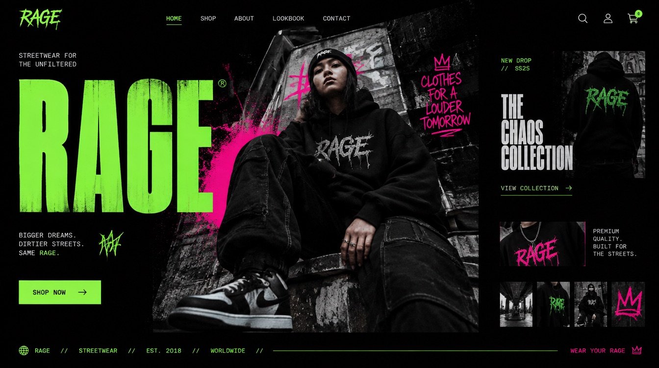 Rage streetwear website