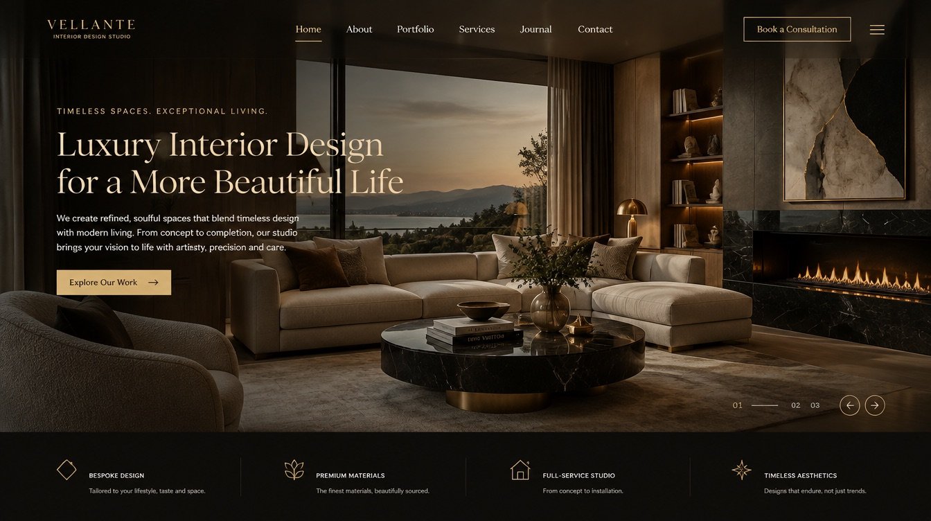 Vellante interior design website